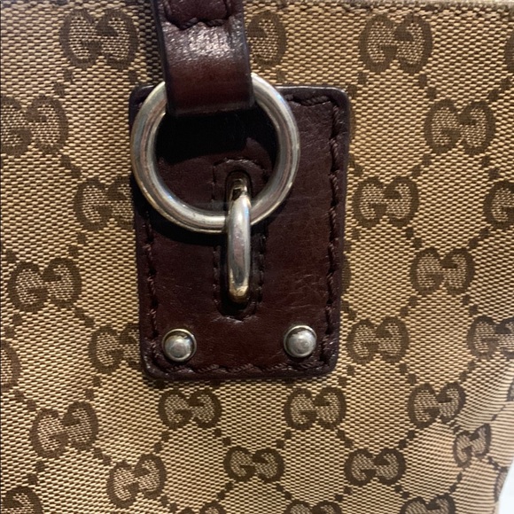 Gucci Brown Monogram Tote Bag EUC - Picture 3 of 13